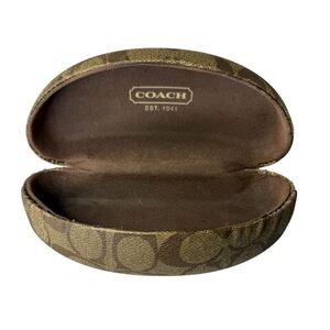 Coach Signature Sunglasses Case Brown Logo Print Fits Oversized Glasses